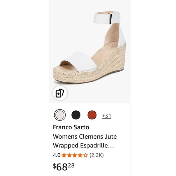 Franco Sarto Womens Clemens Jute Wrapped Espadrille Wedge Heel Sandals -10 - Picture 8 of 8